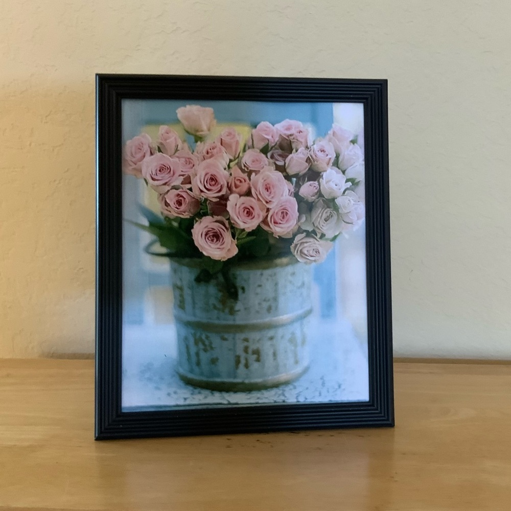 Farmhouse Shabby chic rose flowers picture 8x10 w/frame